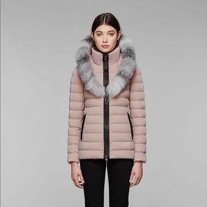 Mackage Kadalina Light Down Jacket w/ Fur Collar, Petal, Small